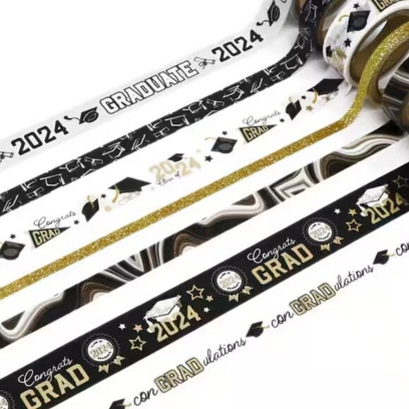 14 Pieces Graduation Crafting Washi Tape 2024 AND 1 Ribbon Spool New - Picture 6 of 6